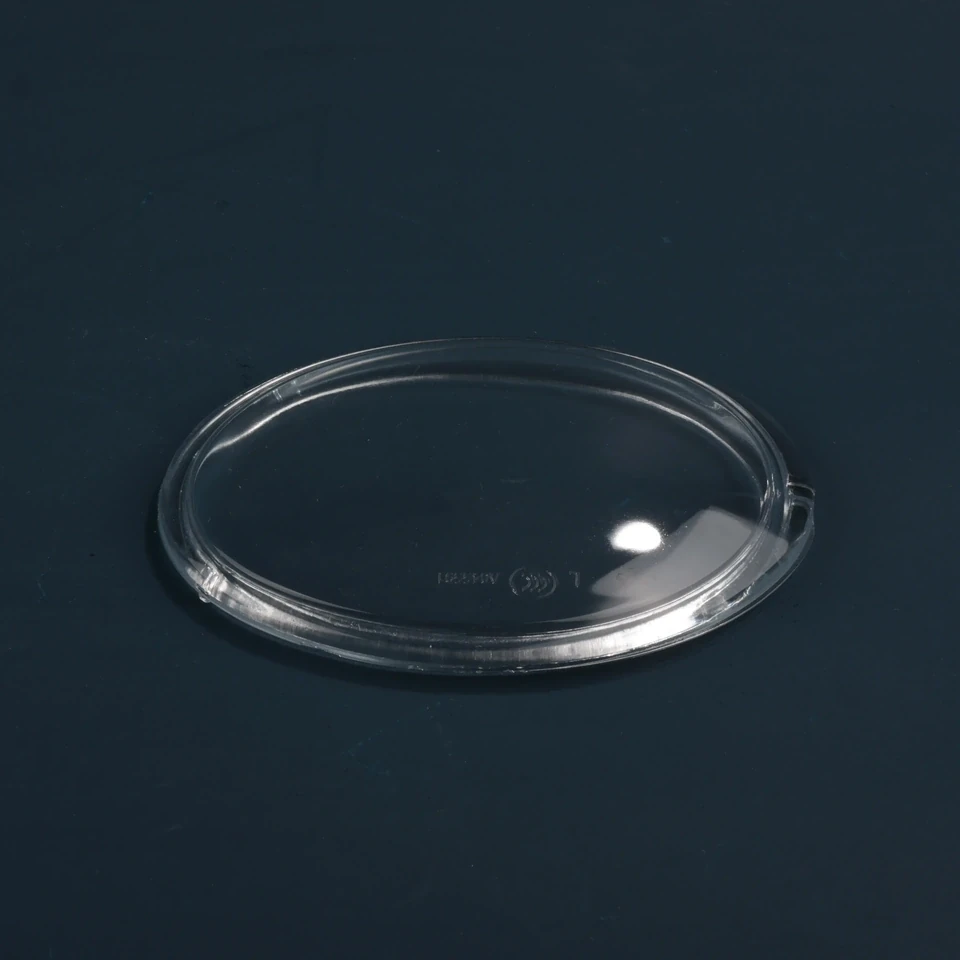 Clear shallow oval glass cover with a raised perimeter rim